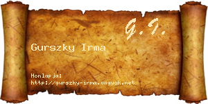 Gurszky Irma névjegykártya